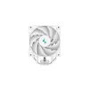 Gaisa dzesētājs DeepCool AK400 WH — 4×6 mm vara siltuma caurules, 120 mm FDB ventilators, 1850 RPM, 66,47 CFM, piemērots LGA 1700 un izplatītākajiem Intel/AMD ligzdām, balts