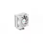 Gaisa dzesētājs DeepCool AK400 WH — 4×6 mm vara siltuma caurules, 120 mm FDB ventilators, 1850 RPM, 66,47 CFM, piemērots LGA 1700 un izplatītākajiem Intel/AMD ligzdām, balts