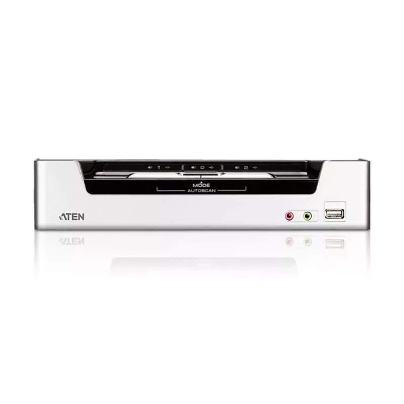 ATEN 2-Port USB HDMI KVM slēdzis ar audio un USB 2.0 centrmezglu (KVM kabeļi iekļauti)