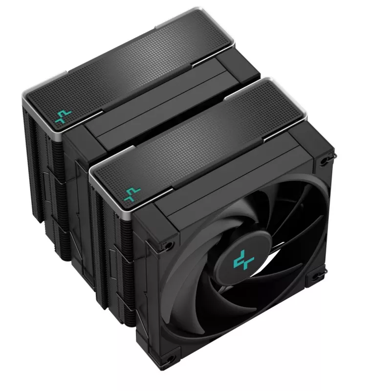 Gaisa dzesētājs DeepCool AK620 ZERO DARK 12 cm Melns, 6 siltuma caurules, 2x120 mm PWM ventilatori, TDP 260 W, Augstums 160 mm
