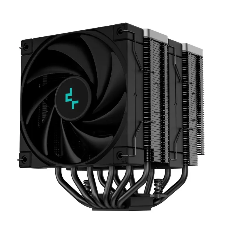Gaisa dzesētājs DeepCool AK620 ZERO DARK 12 cm Melns, 6 siltuma caurules, 2x120 mm PWM ventilatori, TDP 260 W, Augstums 160 mm