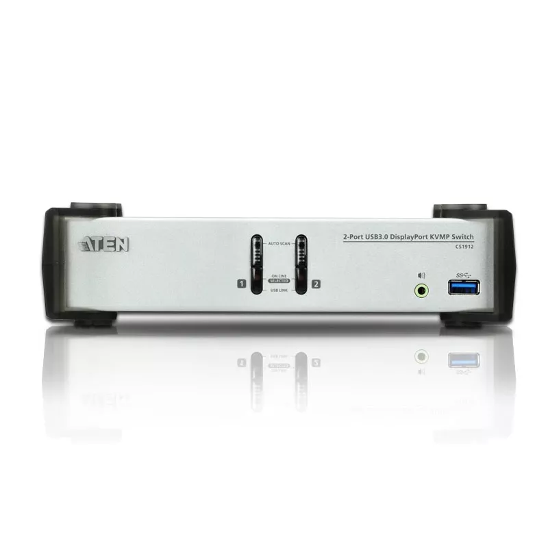 ATEN 2-Port USB 3.1 Gen 1 DisplayPort 1.1 KVMP™ slēdzis ar skaļruni (iekļauti KVM kabeļi)