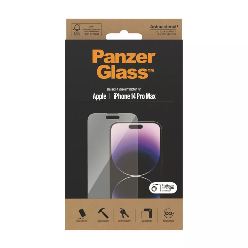 Ekrāna aizsargs PanzerGlass Apple iPhone 14 Pro Max Classic Fit pret skrāpējumiem un triecieniem