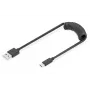 Digitus USB 2.0 USB A uz USB C spirālveida kabelis 1m 0,48 Gbit/s melns