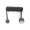 Digitus USB 2.0 USB A uz USB C spirālveida kabelis 1m 0,48 Gbit/s melns