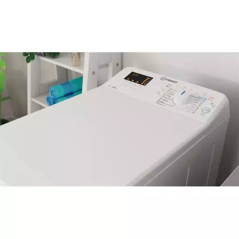 Augšupielādējama veļas mašīna INDESIT BTW S60400 EU/N — 6 kg, 1000 apgr./min, energoefektivitātes klase C, balta