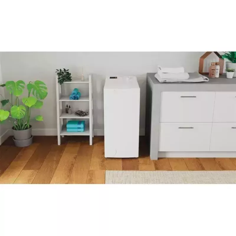 Augšupielādējama veļas mašīna INDESIT BTW S60400 EU/N — 6 kg, 1000 apgr./min, energoefektivitātes klase C, balta
