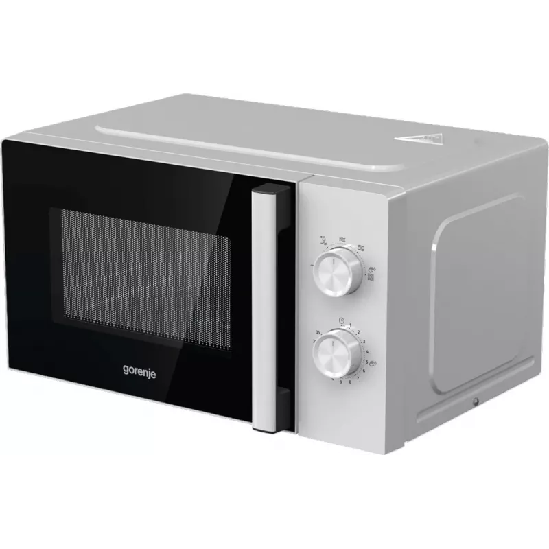 Solo mikroviļņu krāsns Gorenje 740248 — 800 W, 20 L, balta, 5 jaudas līmeņi, 270 mm rotējošais stikla šķīvis