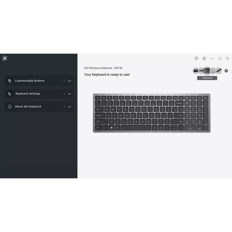 Tastatūra DELL KB740 Office RF bezvadu + Bluetooth QWERTY US International pelēka melna