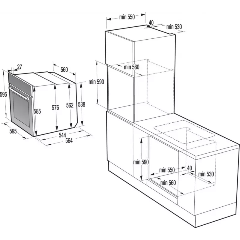 Gorenje BO3CO4L02 1 BOS67371CLB PL_ILCL, Liela, Elektriskā, 77 L, 2300 W, 77 L, 2300 W