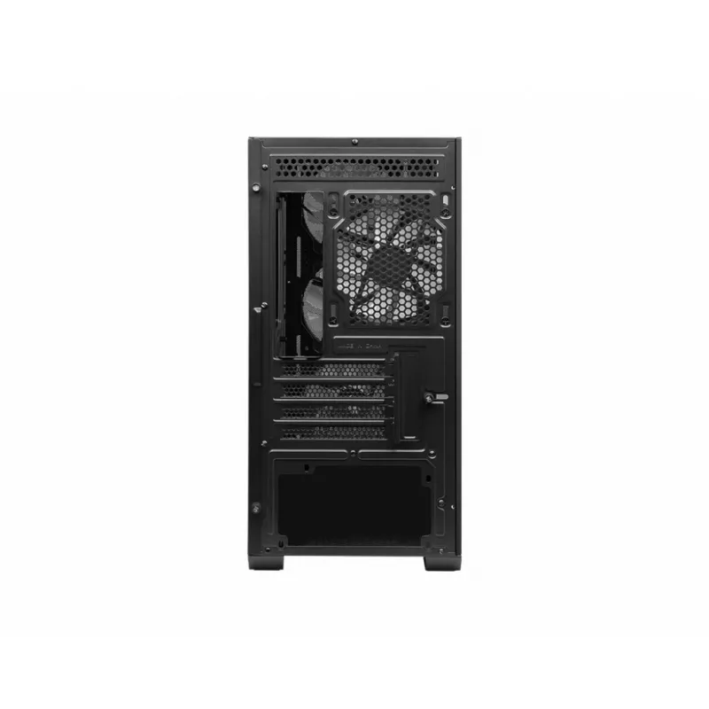PC korpuss MSI MAG FORGE M100A Micro Tower Melns ar rūdītu stiklu, 3x120mm priekšējie ventilatori, RGB, microATX/Mini‑ITX