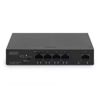 DIGITUS PoE-slēdzis 4+1 porti Ethernet Nevadāms 4 porti PoE,