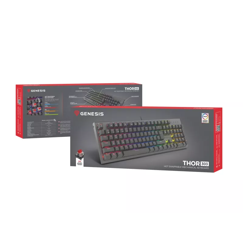 GENESIS Thor 303 tastatūra Gaming USB QWERTY US International Melna