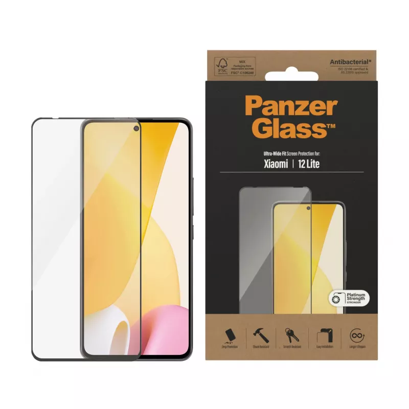 Ekrāna aizsargs PanzerGlass Xiaomi 12 Lite Ultra-Wide Fit, izturīgs pret skrāpējumiem un triecieniem