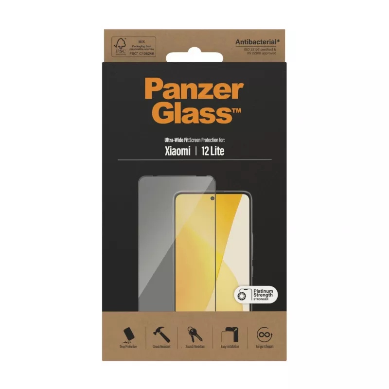 Ekrāna aizsargs PanzerGlass Xiaomi 12 Lite Ultra-Wide Fit, izturīgs pret skrāpējumiem un triecieniem