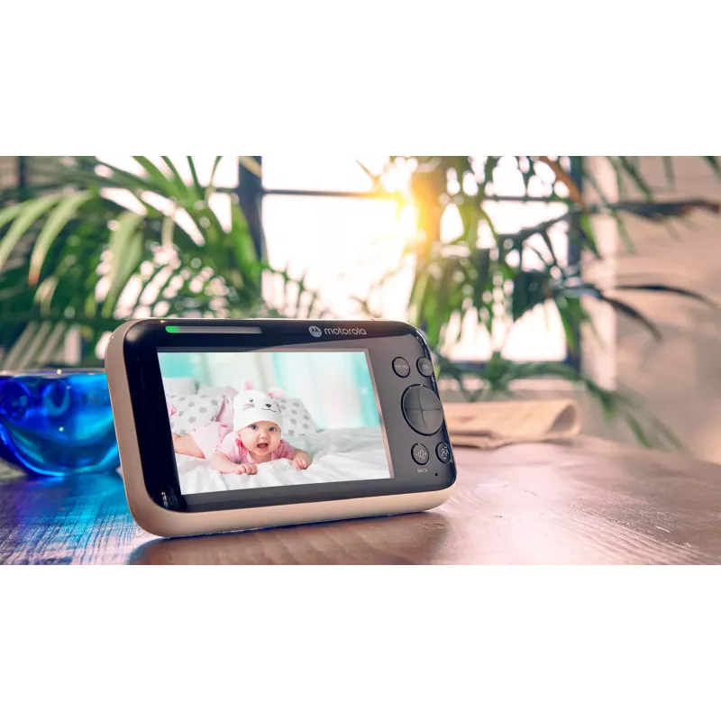 Video mazuļa monitors Motorola PIP1500 ar 5 collu displeju, 480×272, 2,4 GHz FHSS, 300 m darbības attālums, 2800 mAh akumulators