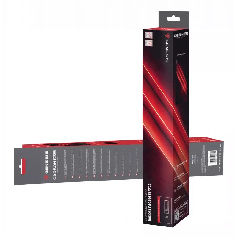 GENESIS Carbon 500 Maxi Flash G2 spēļu peļu paliktnis Melns, Sarkans