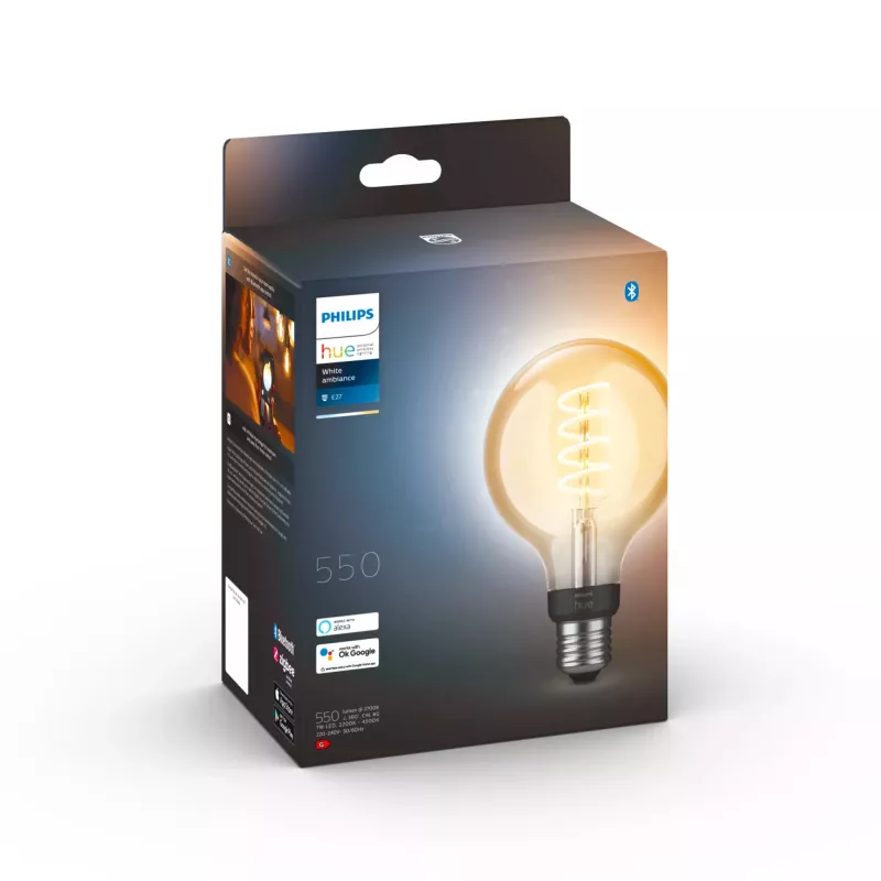 Viedā spuldze Philips G93 globuss E27 — LED 7 W, Bluetooth un Zigbee, 95×150 mm