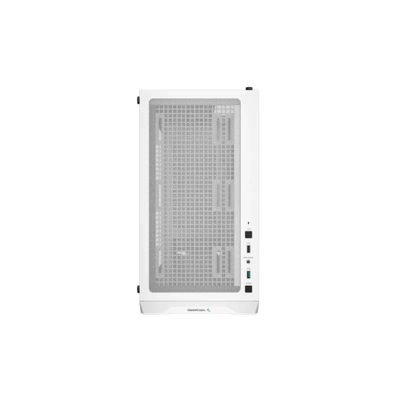 PC korpuss DeepCool CC360 WH ARGB Mini Tower White — Micro‑ATX/Mini‑ITX, rūdīts stikls, 2x 3.5 collu + 3x 2.5 collu, 2x priekšējie 120 mm ventilatori