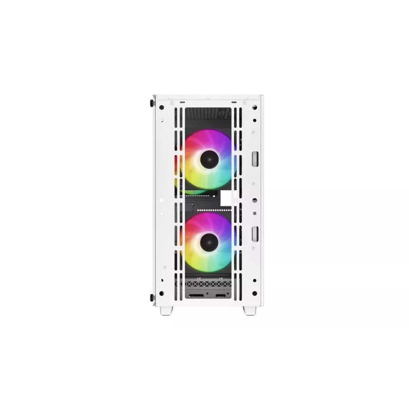 PC korpuss DeepCool CC360 WH ARGB Mini Tower White — Micro‑ATX/Mini‑ITX, rūdīts stikls, 2x 3.5 collu + 3x 2.5 collu, 2x priekšējie 120 mm ventilatori