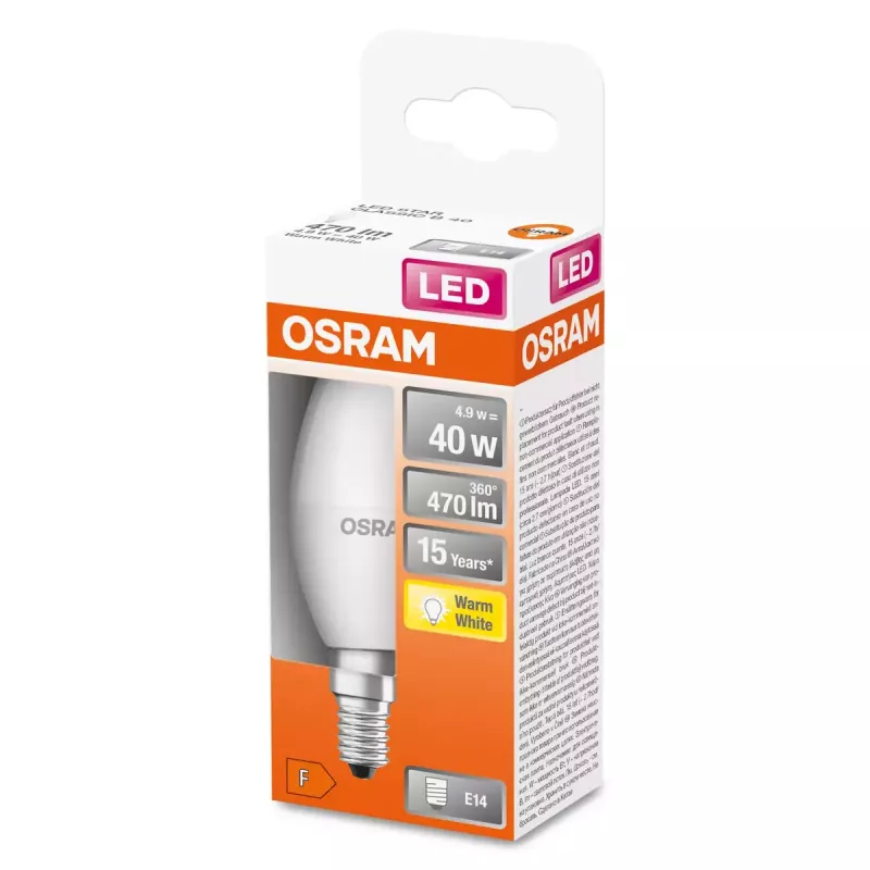 LED spuldze Ledvance STAR 5 W E14, 2700 K silta balta, 470 lm