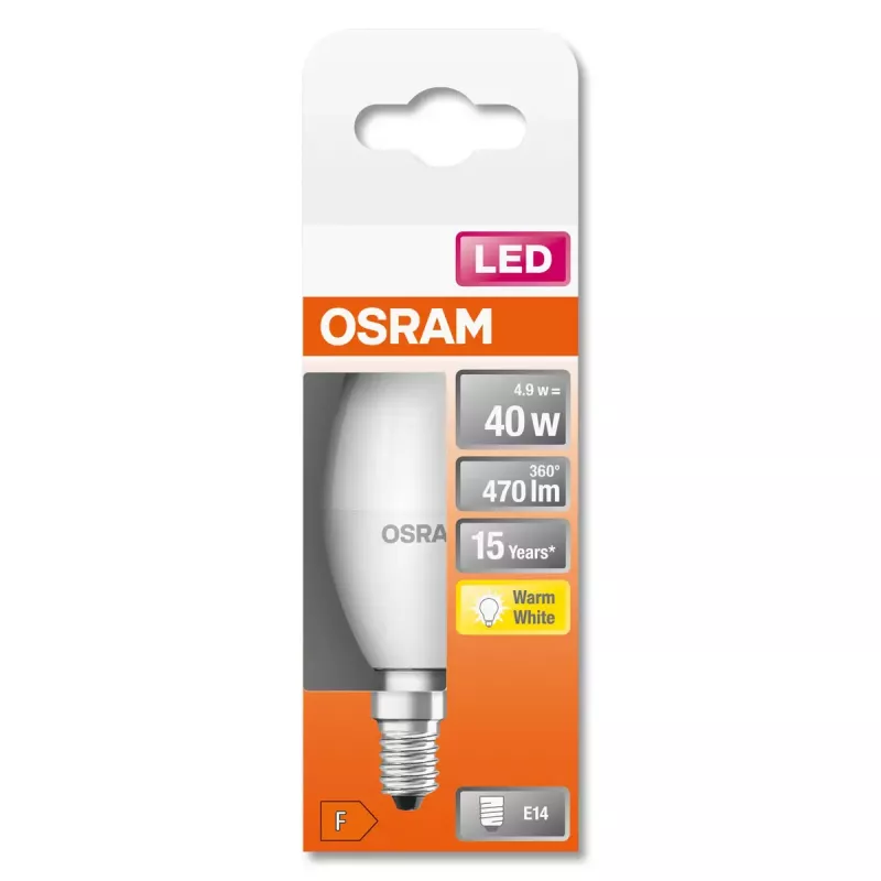 LED spuldze Ledvance STAR 5 W E14, 2700 K silta balta, 470 lm