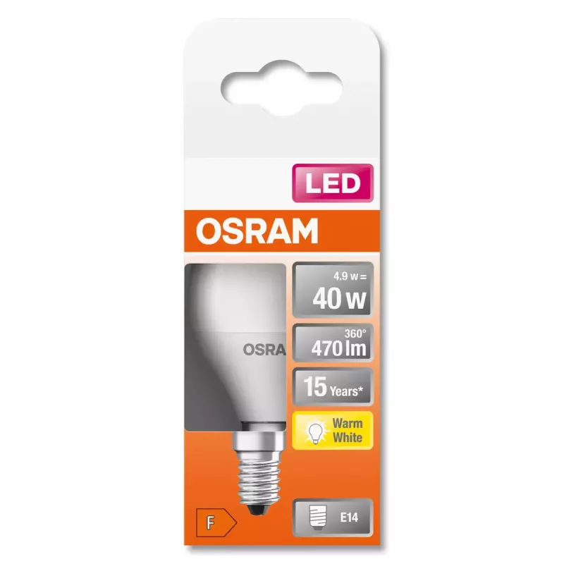 Osram STAR LED spuldze 5W E14 Silta balta 2700K 470lm 15000h