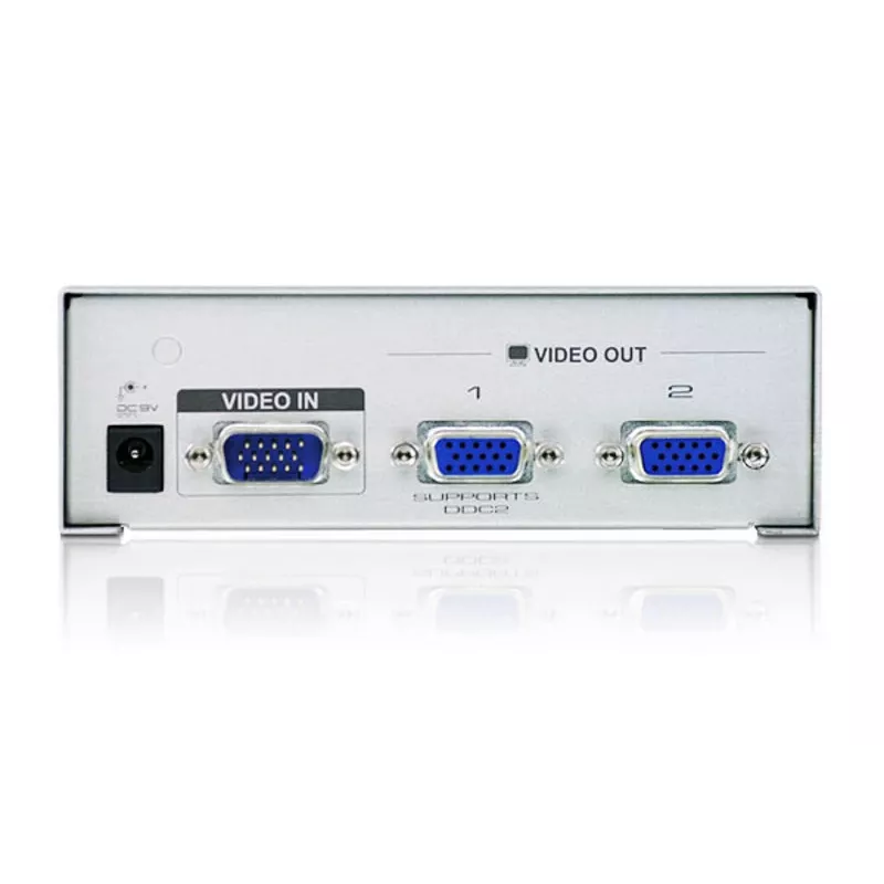 ATEN 2-Port VGA Video Splitter (350 MHz), VGA, 2x VGA, 1920 x 1440 pikseļi, Sudraba, Metāla, 30 m