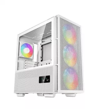 PC korpuss DeepCool CH560 DIGITAL WH Midi Tower — balts, EATX/ATX, rūdīts stikls, RGB ventilatori, USB-C