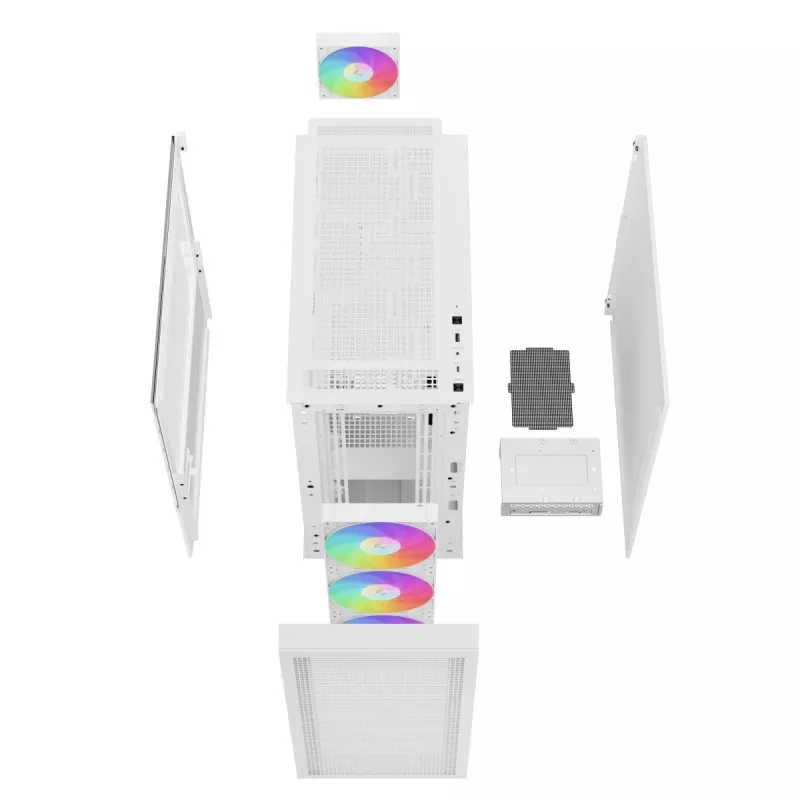 PC korpuss DeepCool CH560 DIGITAL WH Midi Tower — balts, EATX/ATX, rūdīts stikls, RGB ventilatori, USB-C