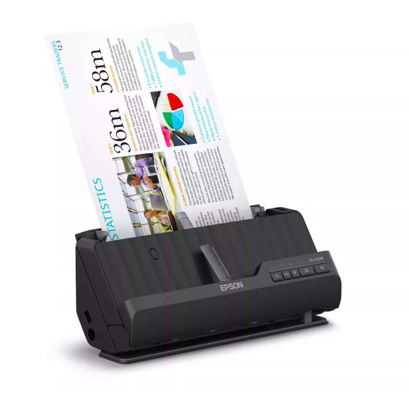 Epson ES-C320W ADF + lokšņu skeneris 600 x 600 DPI A4 Melns
