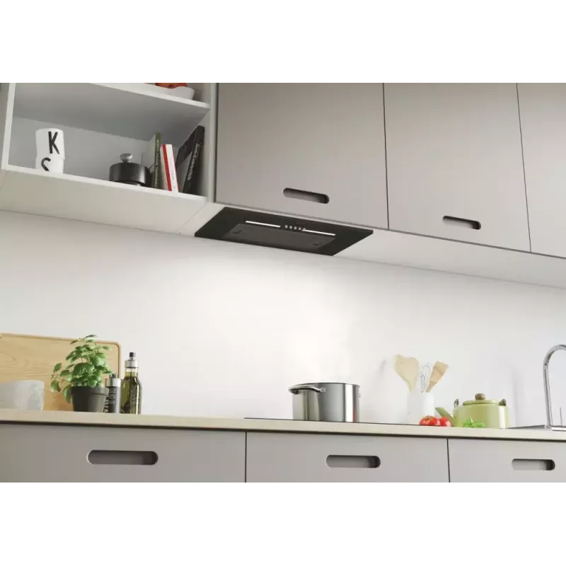 Iebūvējams tvaika nosūcējs CANDY CPY5MBG, 520 mm, 298 m³/h, melns stikls, kanālu/recirkulācijas režīms