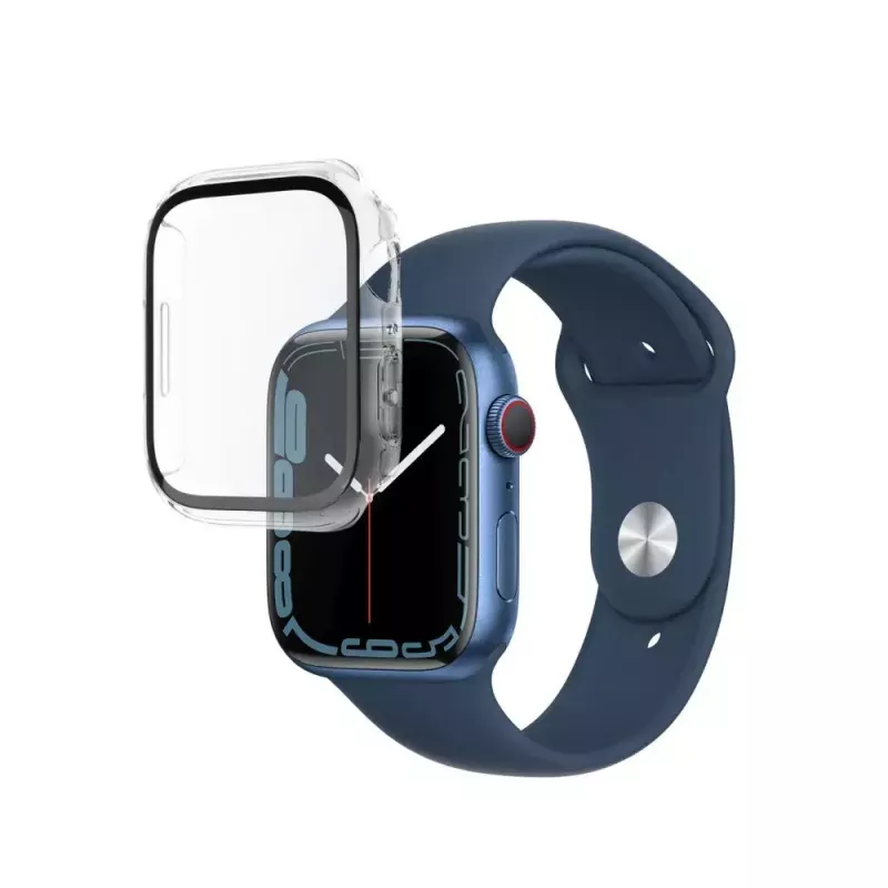 FIXED ekrāna aizsargs Apple Watch 45mm Series 8 — polikarbonāta caurspīdīgs pilna rāmja pārklājums