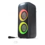 Ballīšu skaļrunis Sharp PS-949 — 2.1 kanāli, 132 W PMPO, 8 collu zemfrekvences skaļrunis, Bluetooth A2DP/AVRCP, vadu un bezvadu, melna, plastmasas korpuss