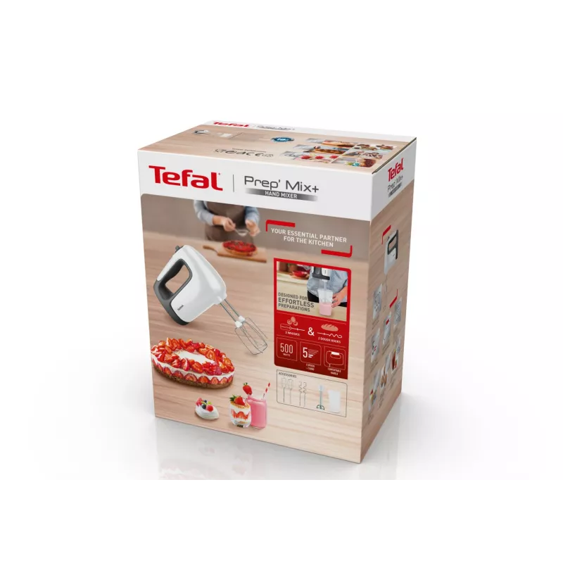 Rokas mikseris Tefal Prep'Mix HT4621 — 500 W, 5 ātrumi, metāla putotāji, balts