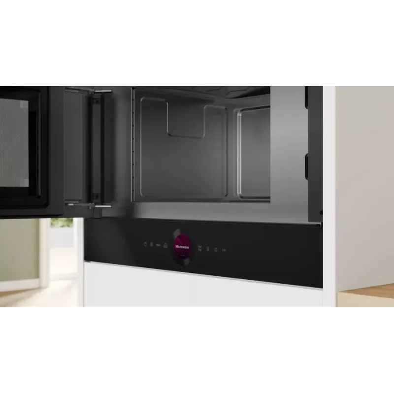 Iebūvējams solo mikroviļņu krāsns Bosch Serie 8 BFL7221B1 — 900 W, 21 L, skārienvadība, melns