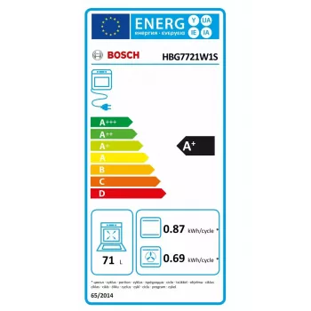 Iebūvējamā cepeškrāsns Bosch HBG7721W1S, elektriska, pirolīze