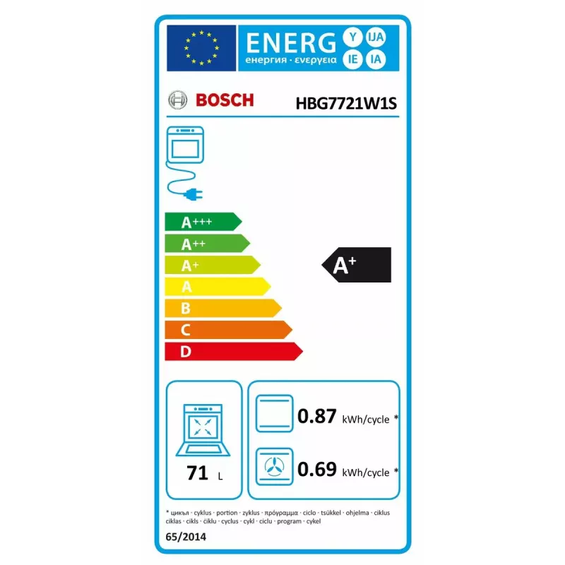 Iebūvējamā cepeškrāsns Bosch HBG7721W1S, elektriska, pirolīze
