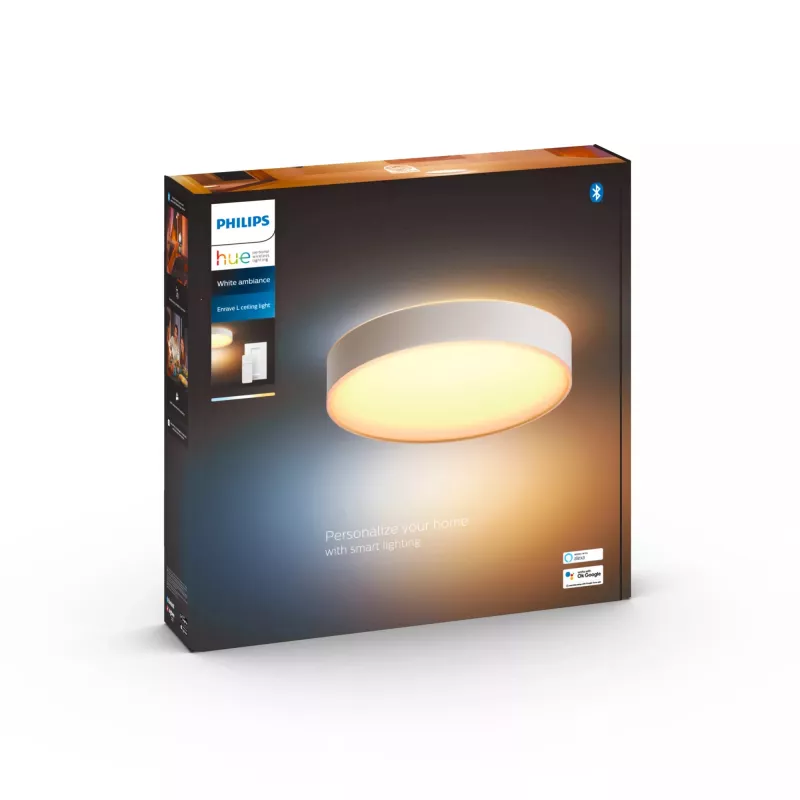 Philips Hue balta ambience Enrave lielais griestu gaismeklis, Viedais griestu gaismeklis, Bluetooth, Balta, LED, Metāls, Nenomaināmas spuldzes