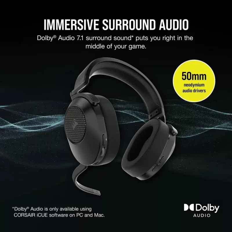 CORSAIR Gaming Headset HS65 - Wireless - Carbon
