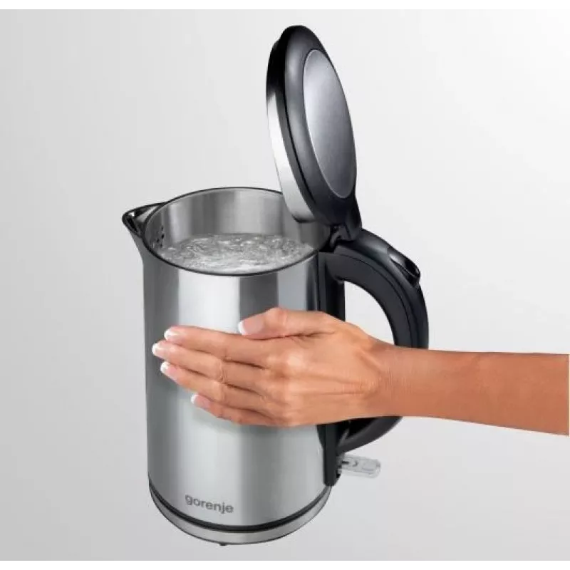 Gorenje K15DWS elektriskā tējkanna 1,5 l 2200 W melna, nerūsējošais tērauds