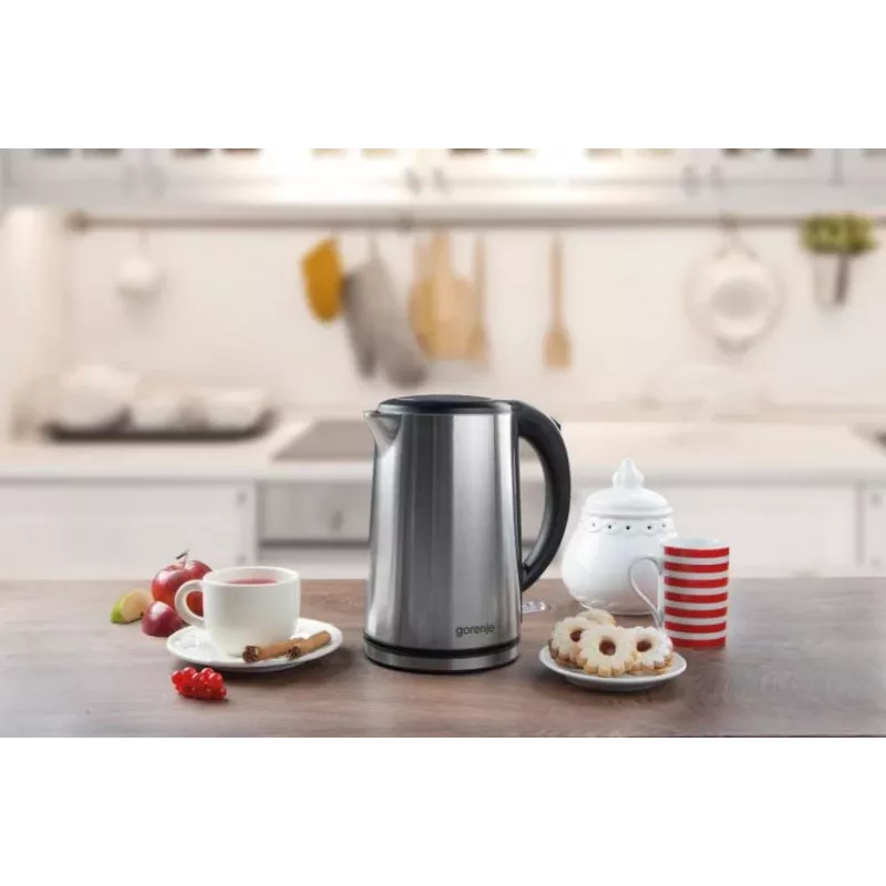 Gorenje K15DWS elektriskā tējkanna 1,5 l 2200 W melna, nerūsējošais tērauds