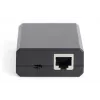 DIGITUS Gigabit PoE+ sadalītājs, 10/100/1000 Mbps, 24 W ieeja: 802.3at PoE, izeja: 5V/2A, 9V/2A, 12V/2A, plastmasas korpuss, melns
