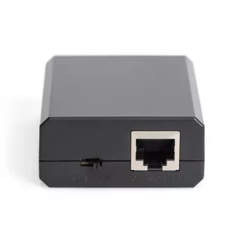 DIGITUS Gigabit PoE+ sadalītājs, 10/100/1000 Mbps, 24 W ieeja: 802.3at PoE, izeja: 5V/2A, 9V/2A, 12V/2A, plastmasas korpuss, melns