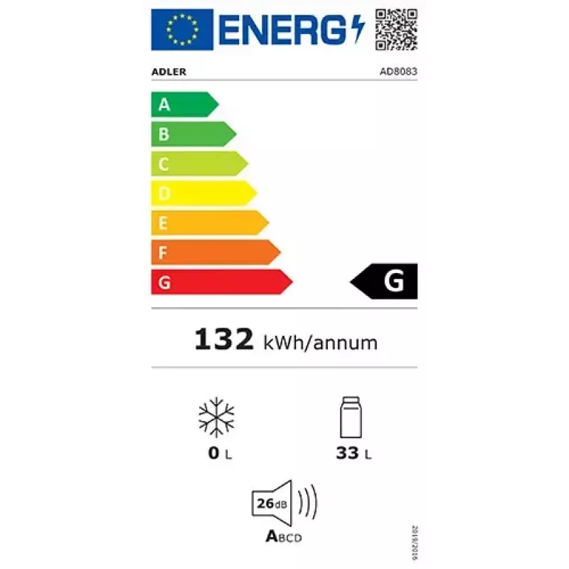 Termoelektriskais vīna dzesētājs Adler AD 8083 — 12 pudeles, brīvi stāvošs, melns, 33 L, 12–18 °C