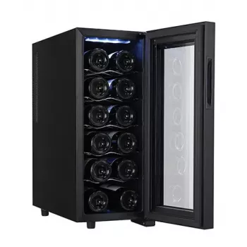 Termoelektriskais vīna dzesētājs Adler AD 8083 — 12 pudeles, brīvi stāvošs, melns, 33 L, 12–18 °C