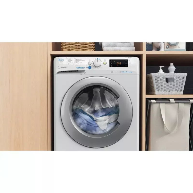 Priekšpus ielādējama veļas mašīna Indesit BWE 91496X WSV EE — 9 kg, 1400 apgr./min, A energoklase, balta