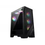 PC korpuss MSI MAG FORGE 120A AIRFLOW Midi Tower — Melns, rūdīts stikls, siets, 3×120mm priekšējie ventilatori, 2×120mm augšējie ventilatori, ATX atbalsts