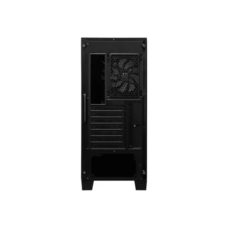 PC korpuss MSI MAG FORGE 120A AIRFLOW Midi Tower — Melns, rūdīts stikls, siets, 3×120mm priekšējie ventilatori, 2×120mm augšējie ventilatori, ATX atbalsts