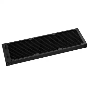 Viss vienā šķidruma dzesētājs DeepCool LS720S Zero Dark — 3×120 mm ventilatori, 360 mm radiators, 41 cm caurules, 6 W sūknis, LGA1151/AM4/AM5 atbalsts, melns